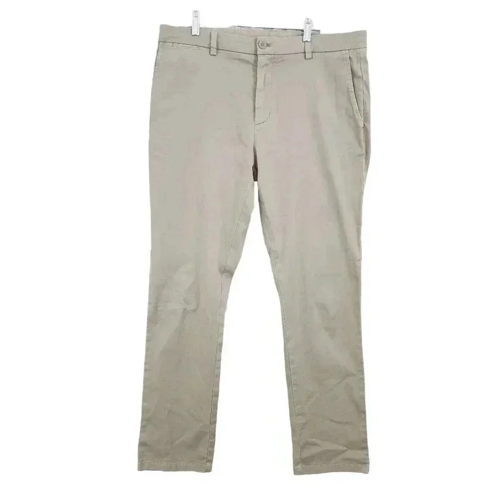 Vineyard Vines Mens Beige Khaki Pants Size 35x32 Cotton & Spandex Blend